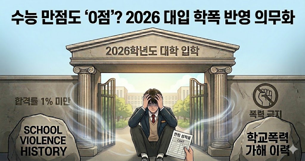 2026 대입 학폭 반영 의무화, 수능 만점자도 합격률 0%인 이유와 대응 전략